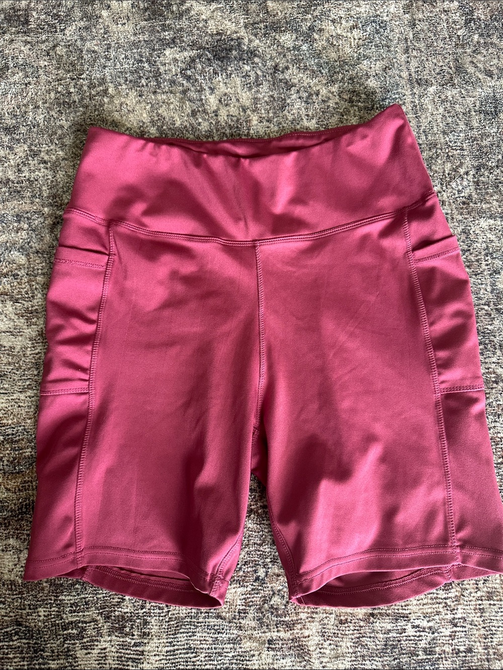 ADRIENNE VITTADINI High-Waist Women's Biker Shorts in Berry